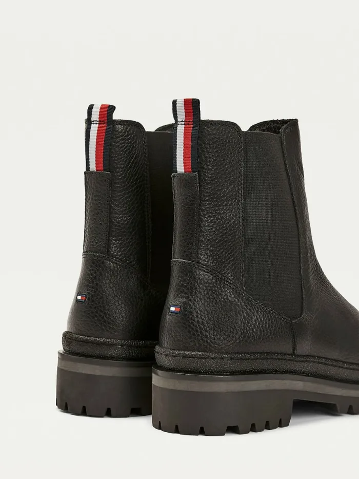 Tommy Hilfiger Rugged Cleat Chelsea Boots Black Womens Boots On Sale