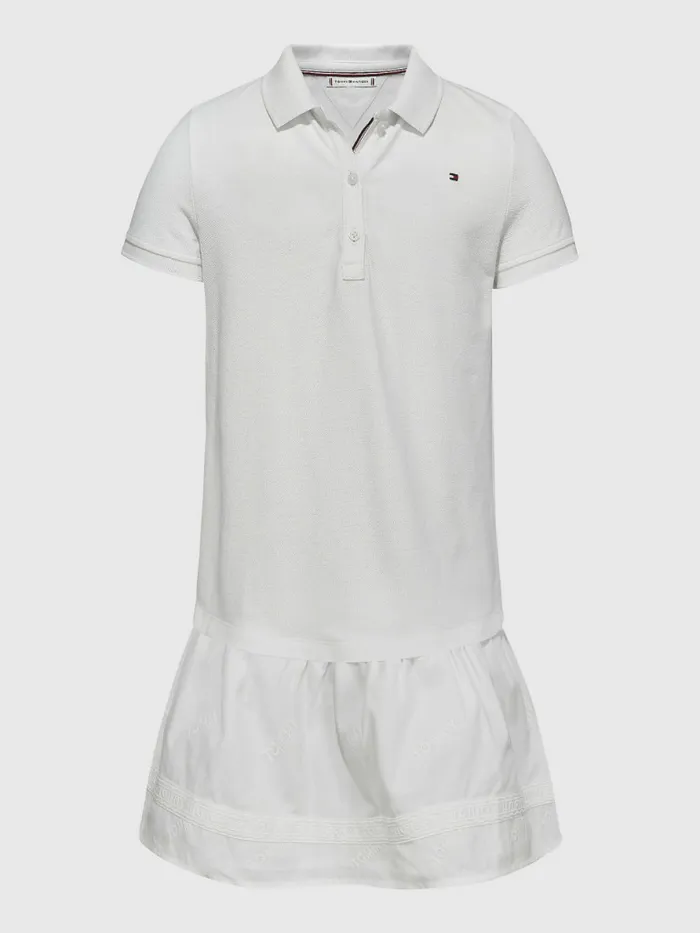 Tommy Hilfiger Schiffli Embroidery Polo Dress White Girls Dresses Gift 4 You