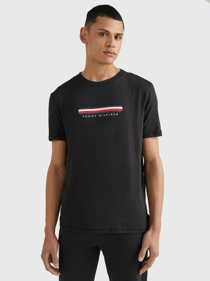 Tommy Hilfiger Seacell Logo Crew Neck TShirt Black Mens TShirts Sale