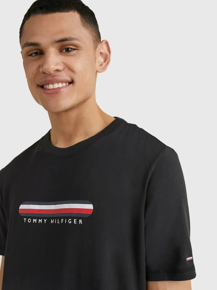 Tommy Hilfiger Seacell Logo Crew Neck TShirt Black Mens TShirts Sale