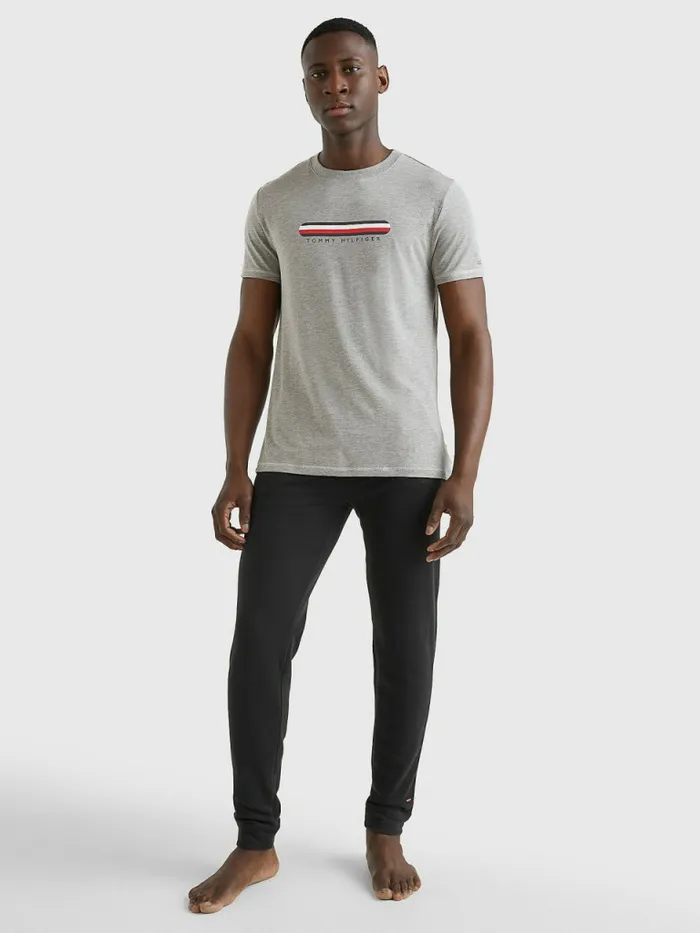 Tommy Hilfiger Seacell Logo Crew Neck TShirt Medium Grey Heather Mens Essentials