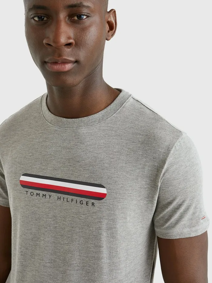 Tommy Hilfiger Seacell Logo Crew Neck TShirt Medium Grey Heather Mens Essentials