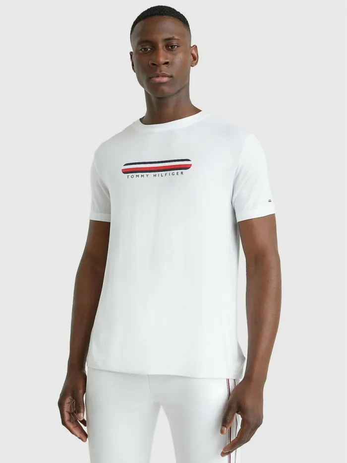 Tommy Hilfiger Seacell Logo Crew Neck TShirt White Mens Loungewear and Nightwear Tommy Hilfiger Seacell Logo Crew Neck TShirt White Mens Loungewear and Nightwear
