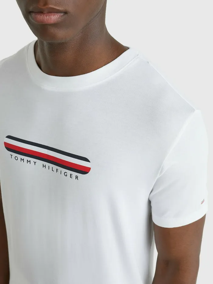 Tommy Hilfiger Seacell Logo Crew Neck TShirt White Mens Loungewear and Nightwear