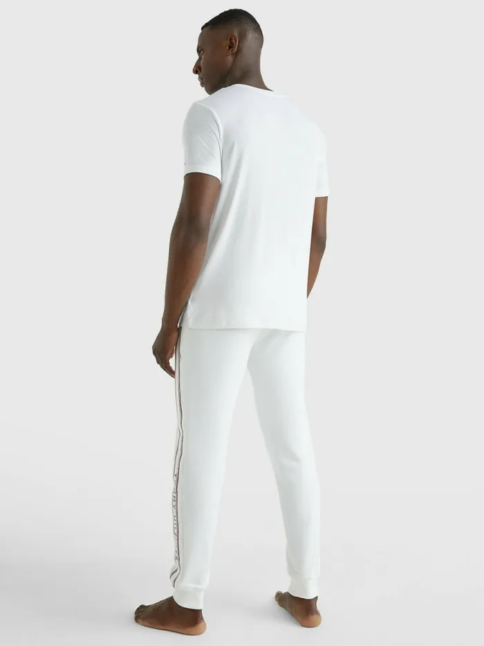 Tommy Hilfiger Seacell Logo Crew Neck TShirt White Mens Loungewear and Nightwear