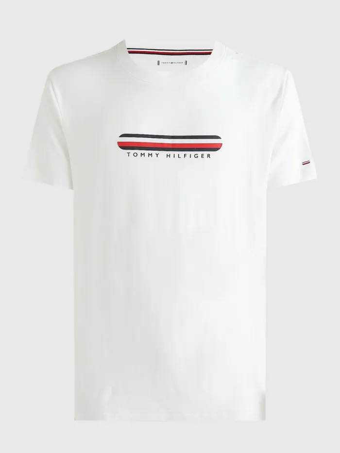 Tommy Hilfiger Seacell Logo Crew Neck TShirt White Mens Loungewear and Nightwear