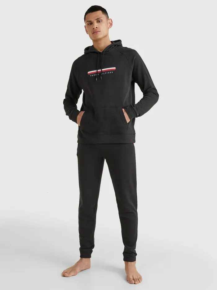 Tommy Hilfiger Seacell Signature Tape Hoody Black Mens Sweatshirts and Hoodies Cheap On Sale