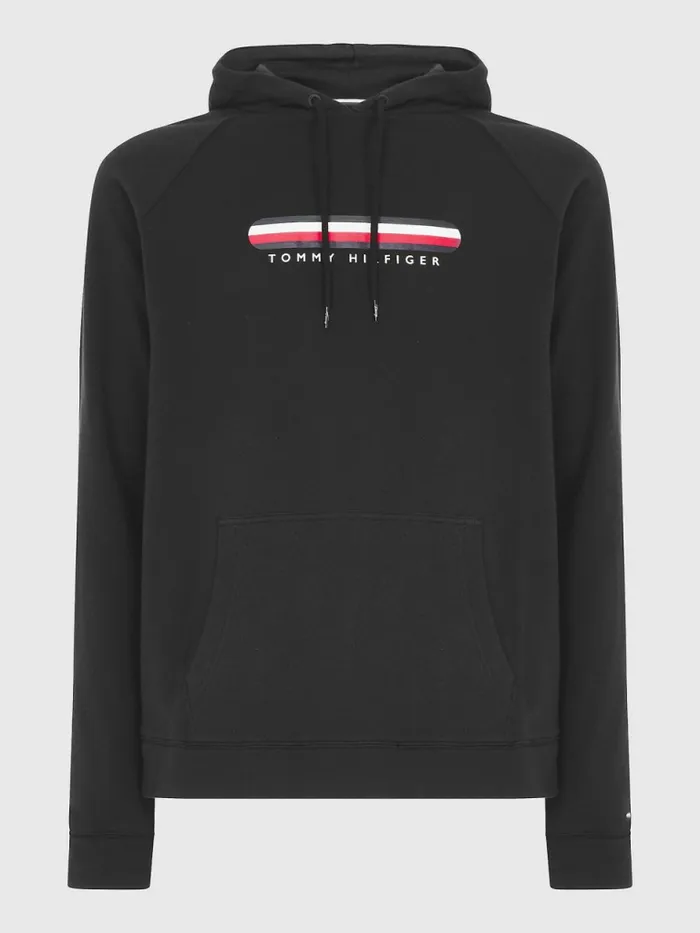 Tommy Hilfiger Seacell Signature Tape Hoody Black Mens Sweatshirts and Hoodies Cheap On Sale