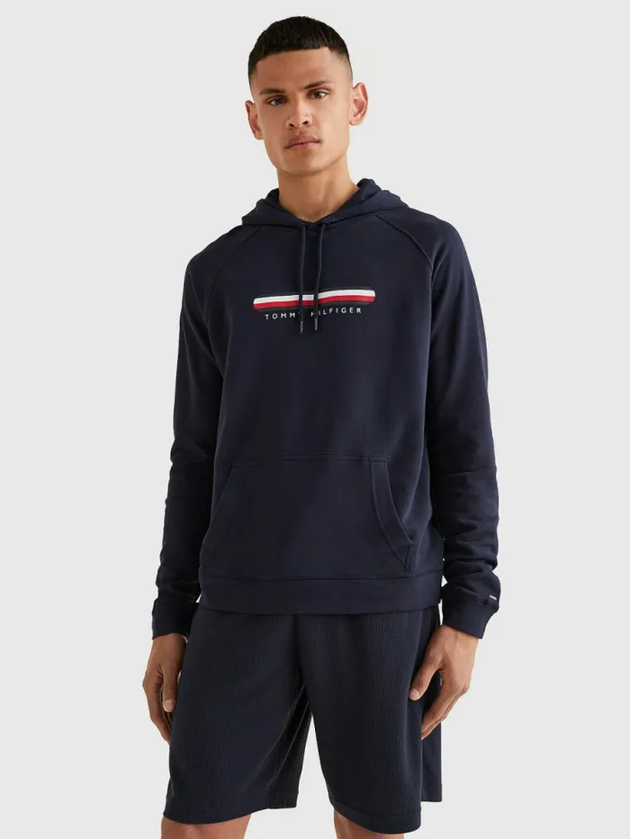 Tommy Hilfiger Seacell Signature Tape Hoody Desert Sky Mens Loungewear and Nightwear Tommy Hilfiger Seacell Signature Tape Hoody Desert Sky Mens Loungewear and Nightwear