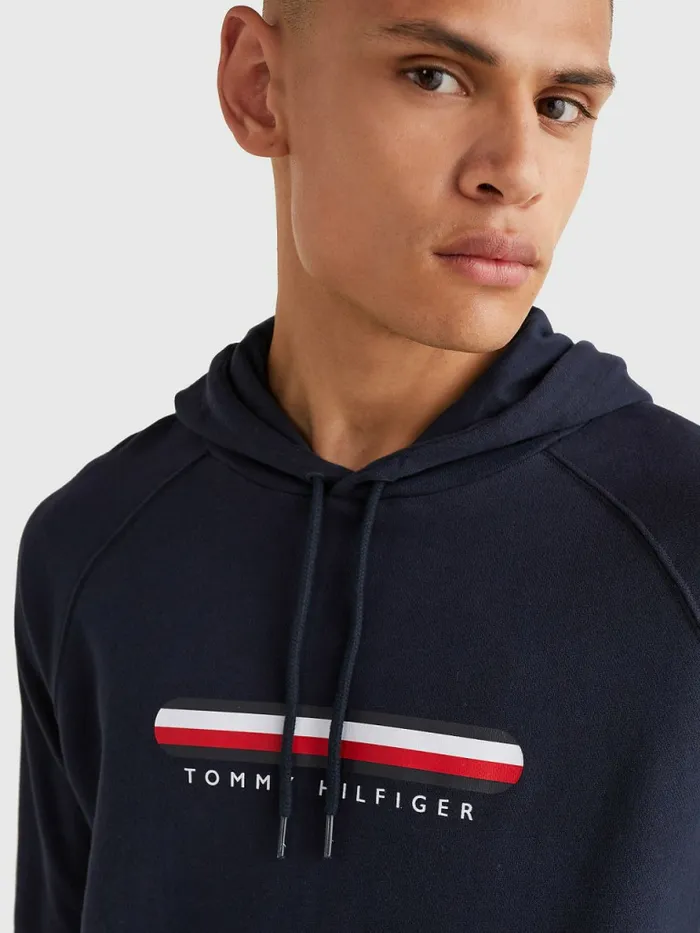 Tommy Hilfiger Seacell Signature Tape Hoody Desert Sky Mens Loungewear and Nightwear