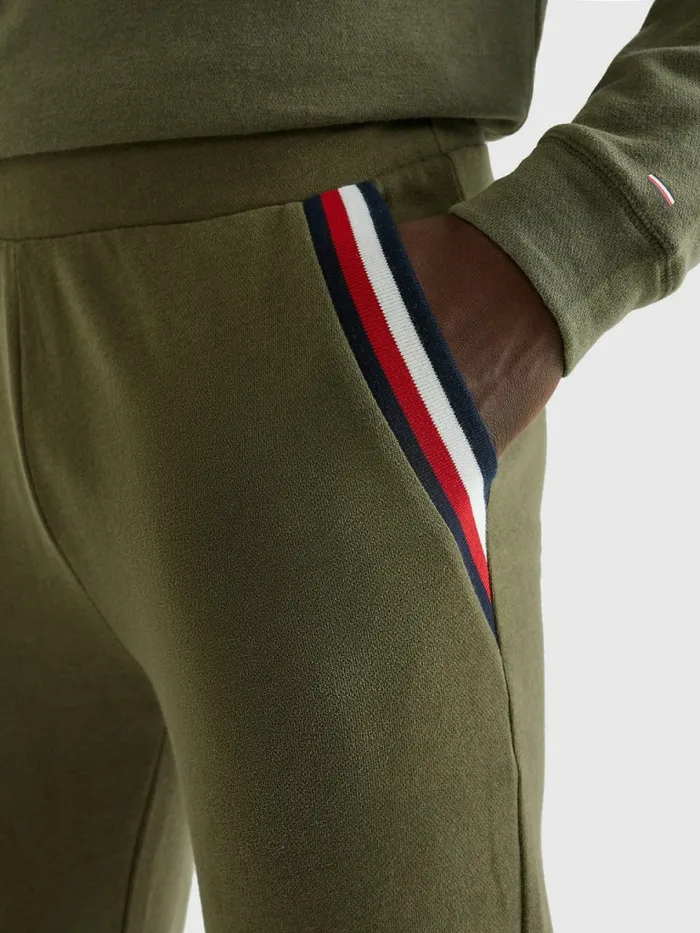 Tommy Hilfiger Seacell Signature Tape Joggers Army Green Mens Loungewear and Nightwear