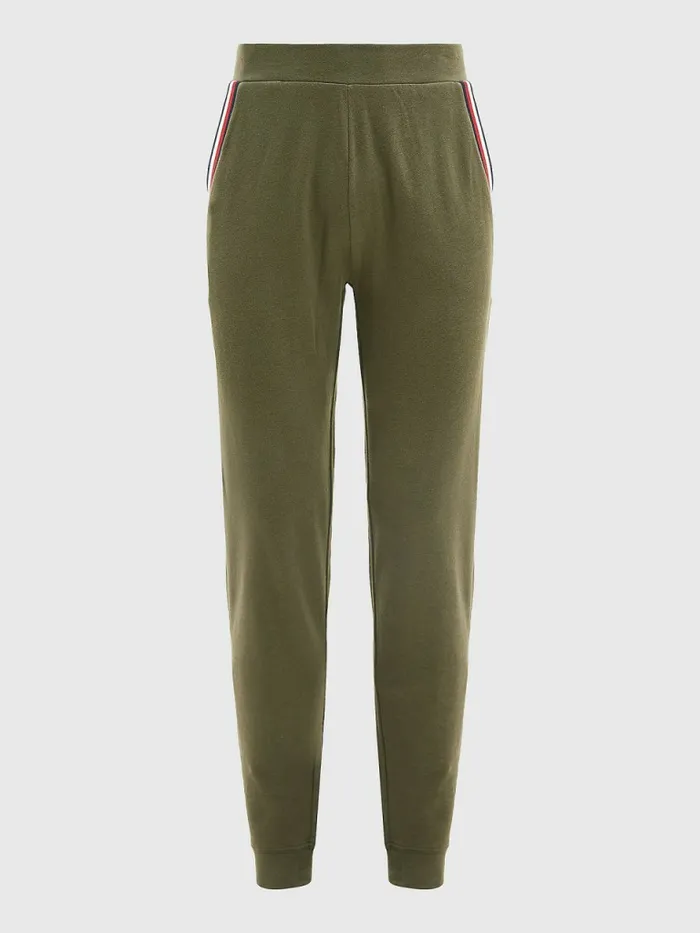 Tommy Hilfiger Seacell Signature Tape Joggers Army Green Mens Loungewear and Nightwear