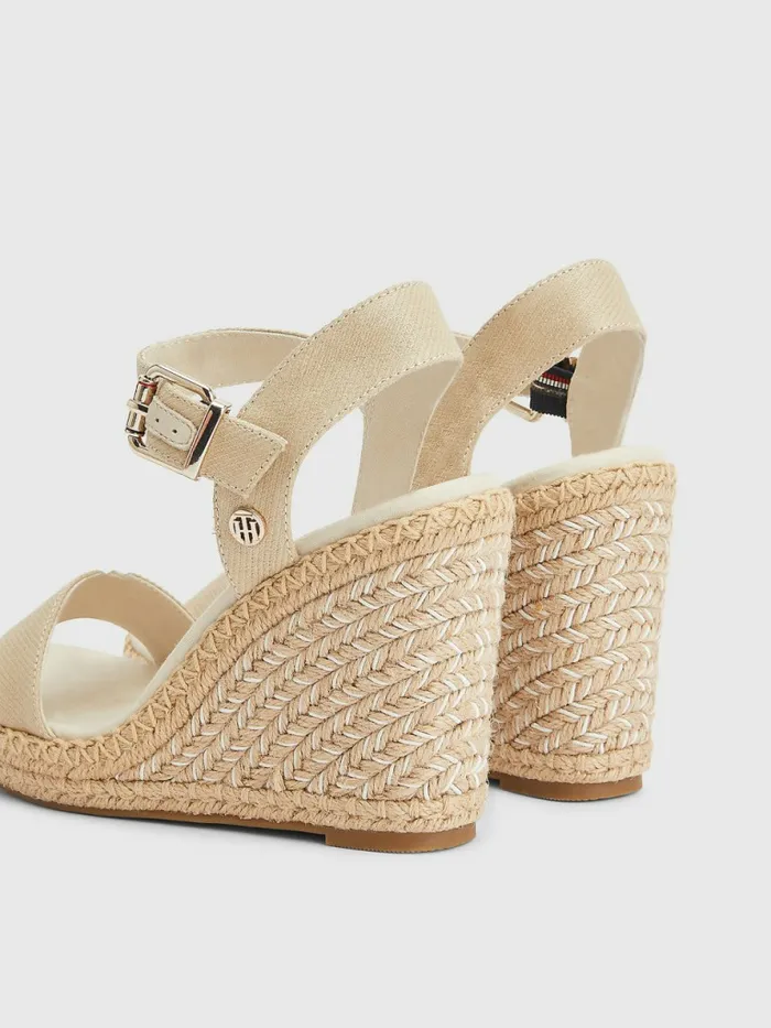 Tommy Hilfiger Shiny High Wedge Sandals Light Gold Womens Boots Fashion