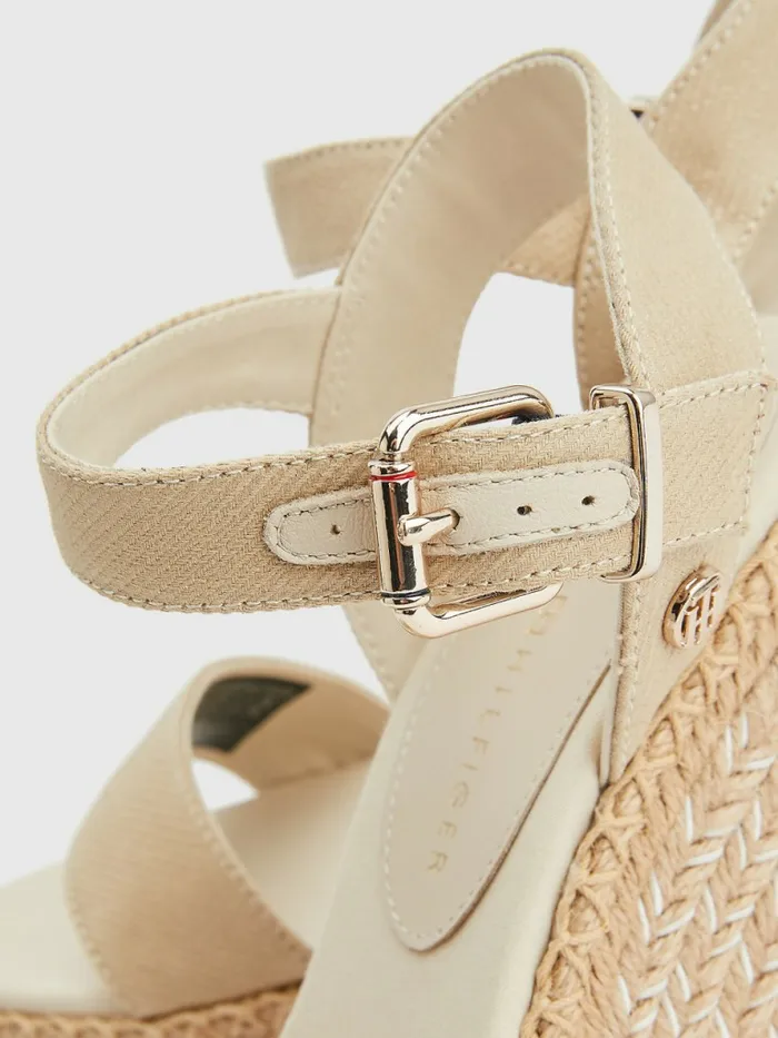Tommy Hilfiger Shiny High Wedge Sandals Light Gold Womens Boots Fashion