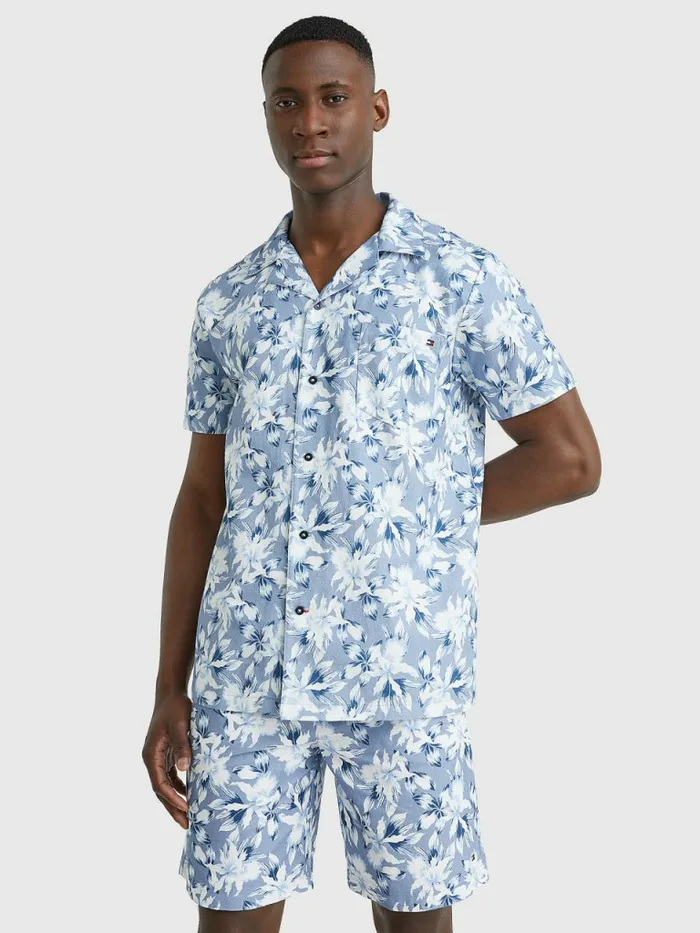 Tommy Hilfiger Short Sleeve Printed Pyjama Shirt Island Tropical Mens Loungewear and Nightwear Tommy Hilfiger Short Sleeve Printed Pyjama Shirt Island Tropical Mens Loungewear and Nightwear