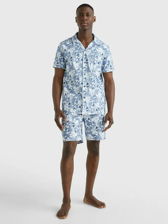 Tommy Hilfiger Short Sleeve Printed Pyjama Shirt Island Tropical Mens Loungewear and Nightwear