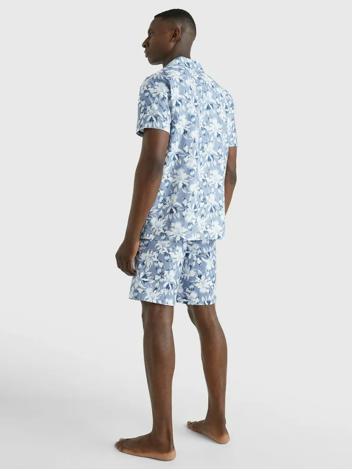Tommy Hilfiger Short Sleeve Printed Pyjama Shirt Island Tropical Mens Loungewear and Nightwear