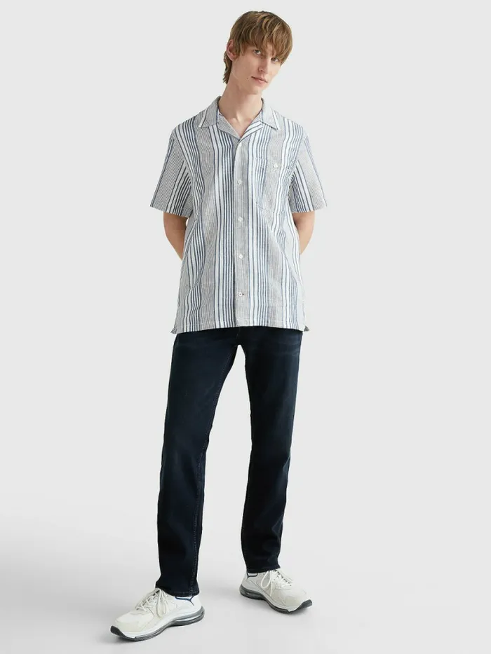 Tommy Hilfiger Short Sleeve Stripe Regular Fit Shirt Twilight IndigoMulti Mens Shirts Gift Ideas