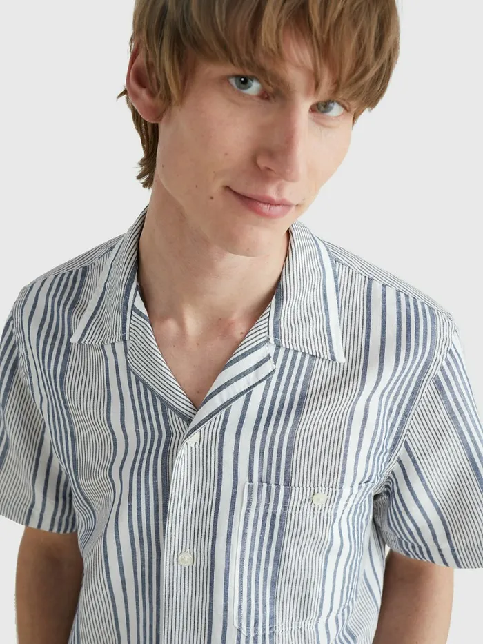 Tommy Hilfiger Short Sleeve Stripe Regular Fit Shirt Twilight IndigoMulti Mens Shirts Gift Ideas