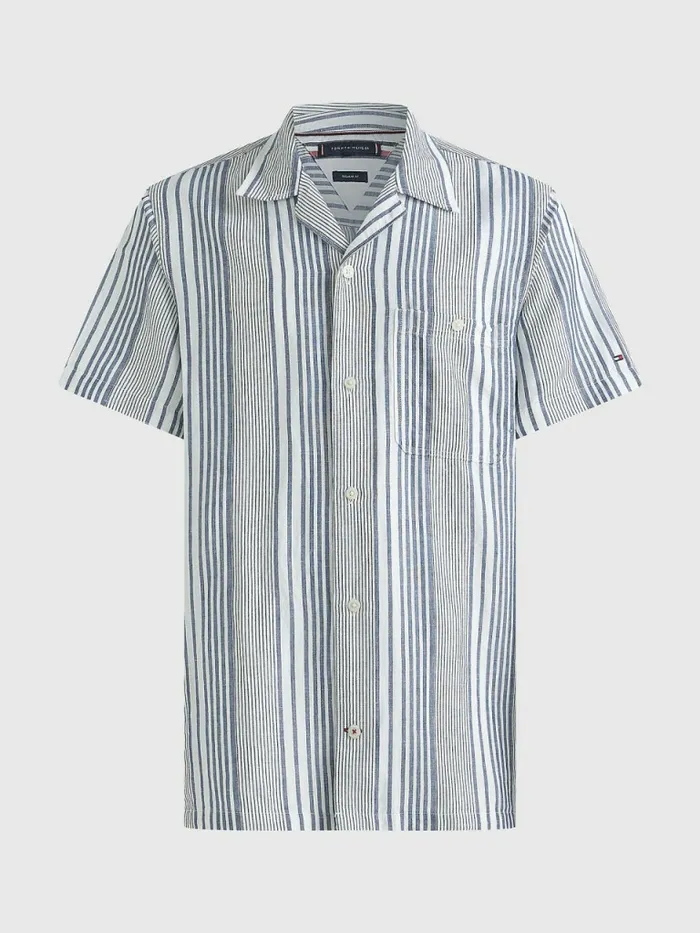 Tommy Hilfiger Short Sleeve Stripe Regular Fit Shirt Twilight IndigoMulti Mens Shirts Gift Ideas
