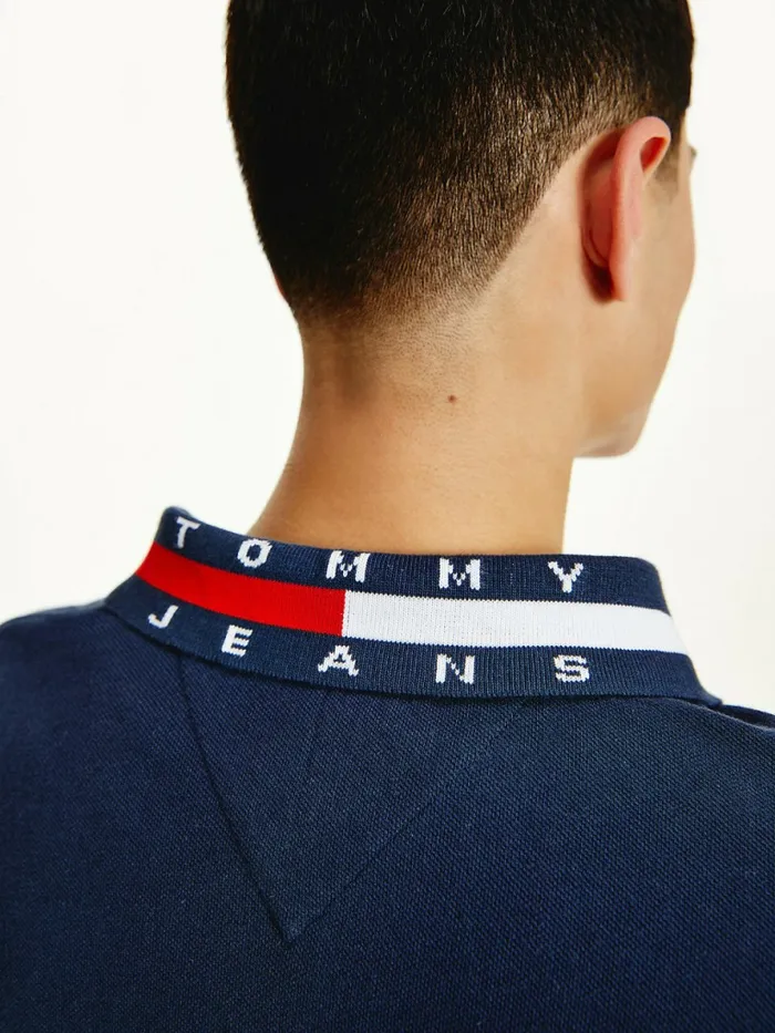 Tommy Hilfiger Signature Collar Regular Long Sleeve Polo Twilight Navy Mens Polo Shirts Gift for Friend