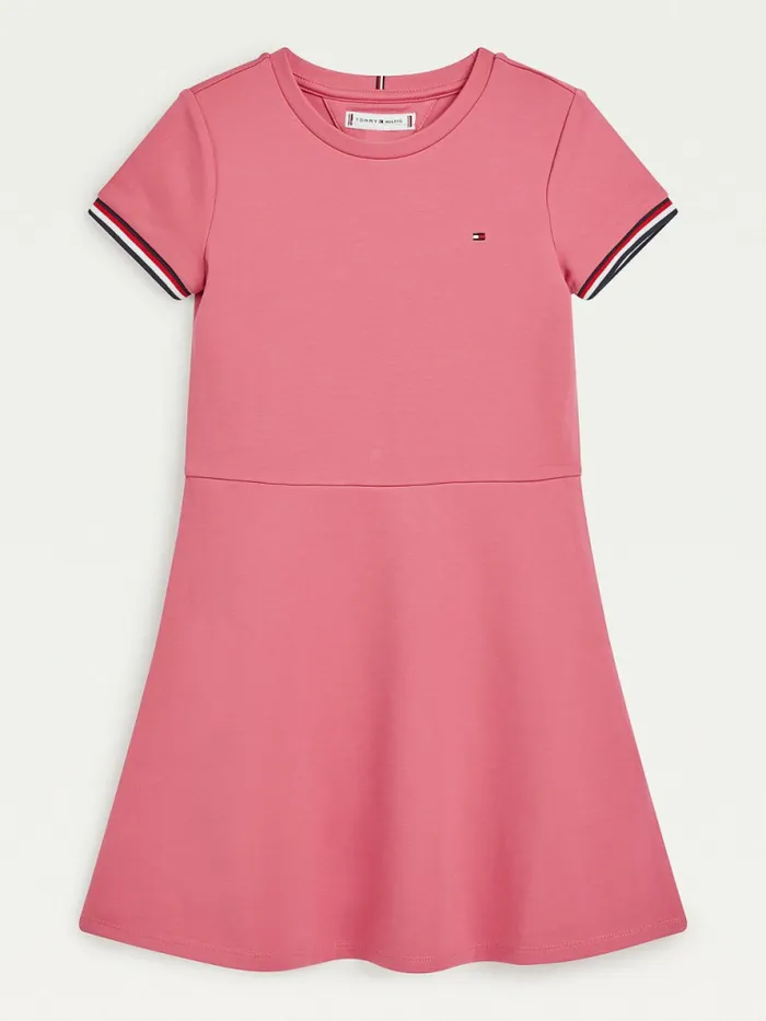 Tommy Hilfiger Signature Cuffs Skater Dress Deep Watermelon Girls Dresses Fashion Tommy Hilfiger Signature Cuffs Skater Dress Deep Watermelon Girls Dresses Fashion