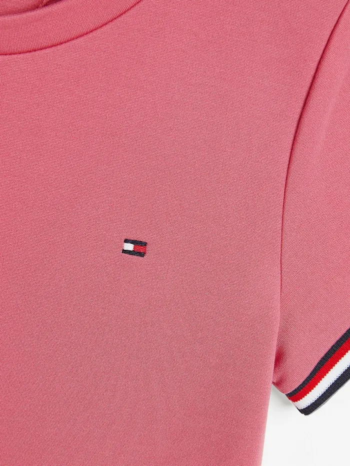 Tommy Hilfiger Signature Cuffs Skater Dress Deep Watermelon Girls Dresses Fashion