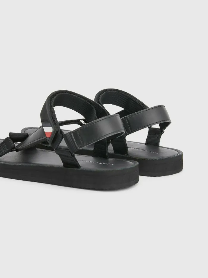 Tommy Hilfiger Signature Detail Webbing Sandals Black Mens Sandals Sliders and Flip Flops Sale
