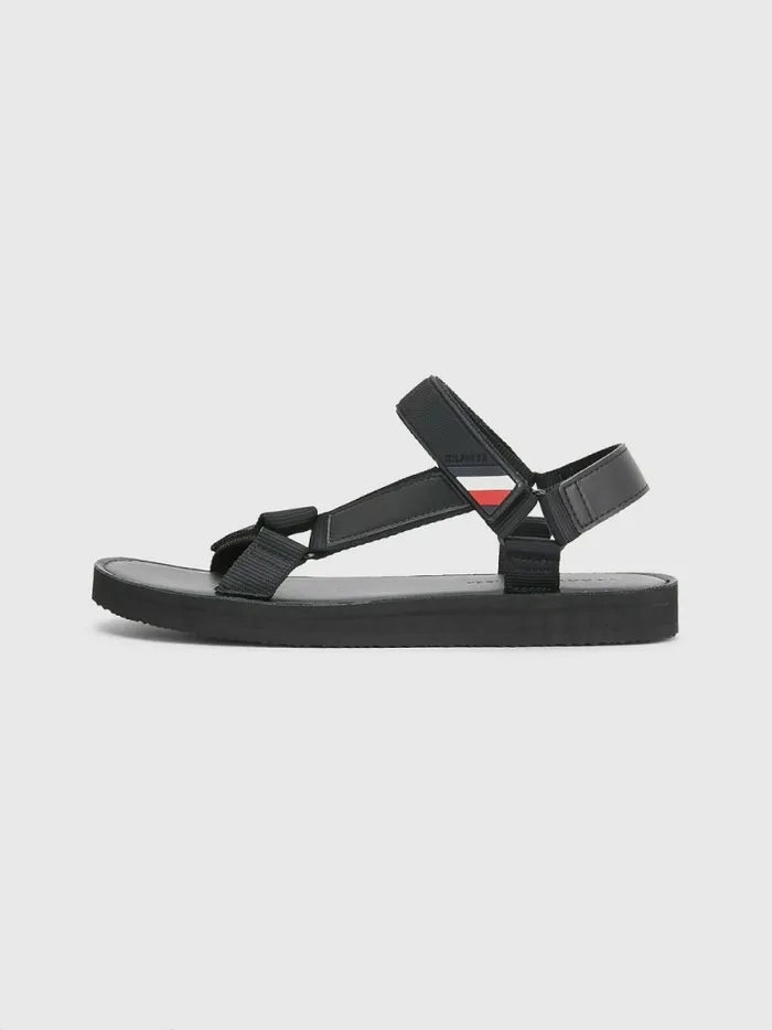 Tommy Hilfiger Signature Detail Webbing Sandals Black Mens Sandals Sliders and Flip Flops Sale