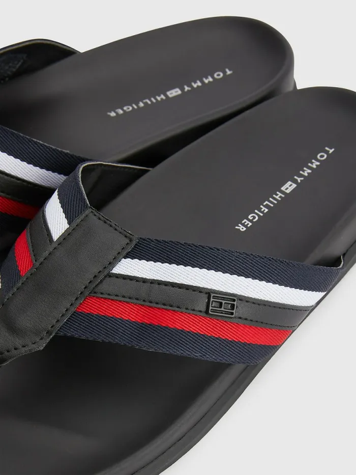Tommy Hilfiger Signature Detailing Webbing Strap FlipFlops Rwb Mens Casual Shoes On Sale