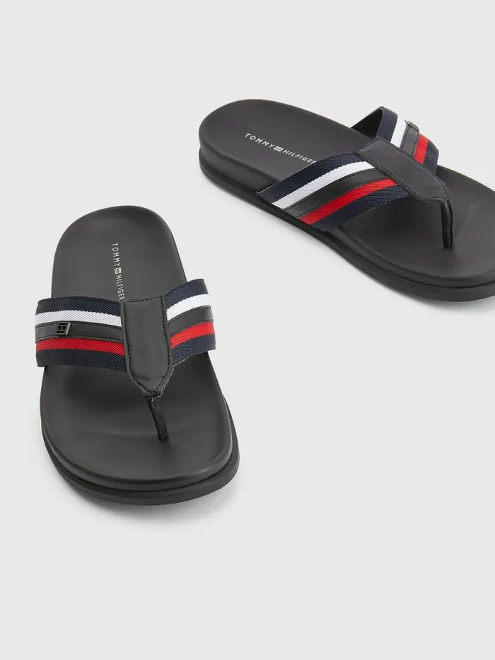 Tommy Hilfiger Signature Detailing Webbing Strap FlipFlops Rwb Mens Casual Shoes On Sale