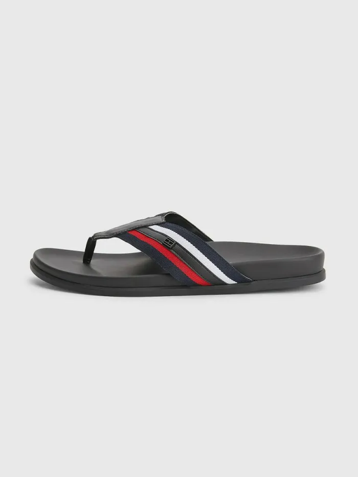 Tommy Hilfiger Signature Detailing Webbing Strap FlipFlops Rwb Mens Casual Shoes On Sale