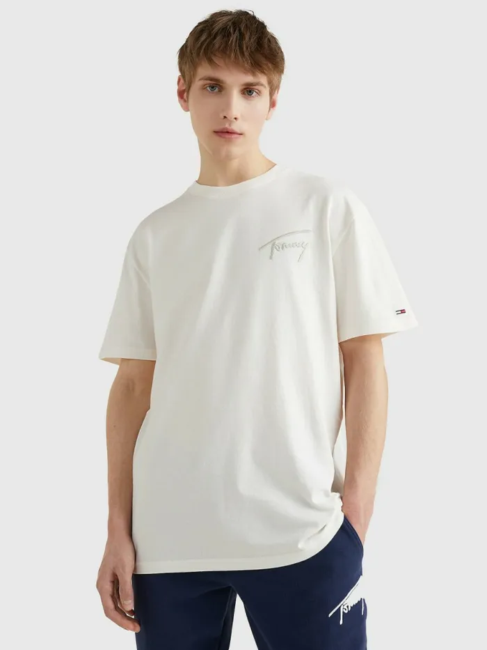 Tommy Hilfiger Signature Embroidery TShirt Ancient White Mens TShirts Near Me Tommy Hilfiger Signature Embroidery TShirt Ancient White Mens TShirts Near Me