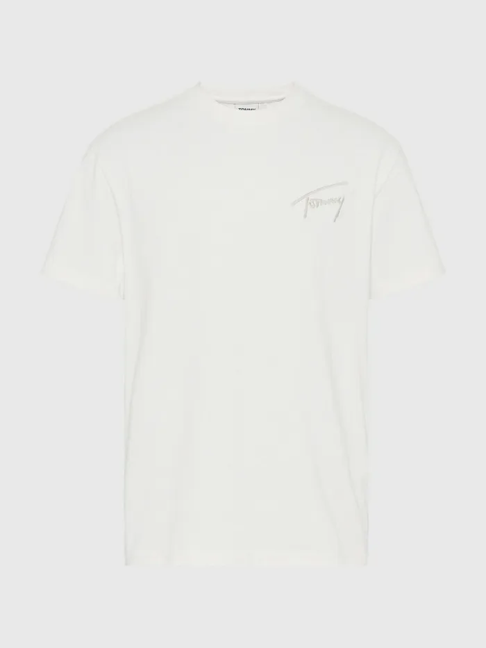 Tommy Hilfiger Signature Embroidery TShirt Ancient White Mens TShirts Near Me