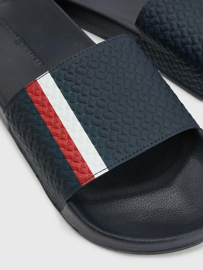Tommy Hilfiger Signature Flag Pool Slides Desert Sky Mens Sandals Sliders and Flip Flops Casaul