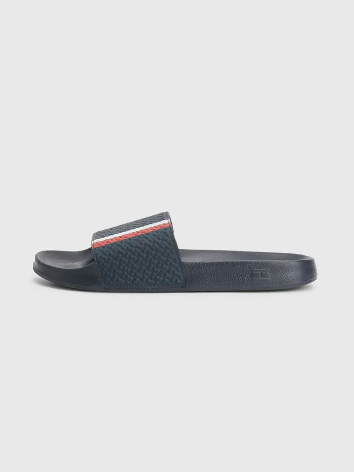 Tommy Hilfiger Signature Flag Pool Slides Desert Sky Mens Sandals Sliders and Flip Flops Casaul