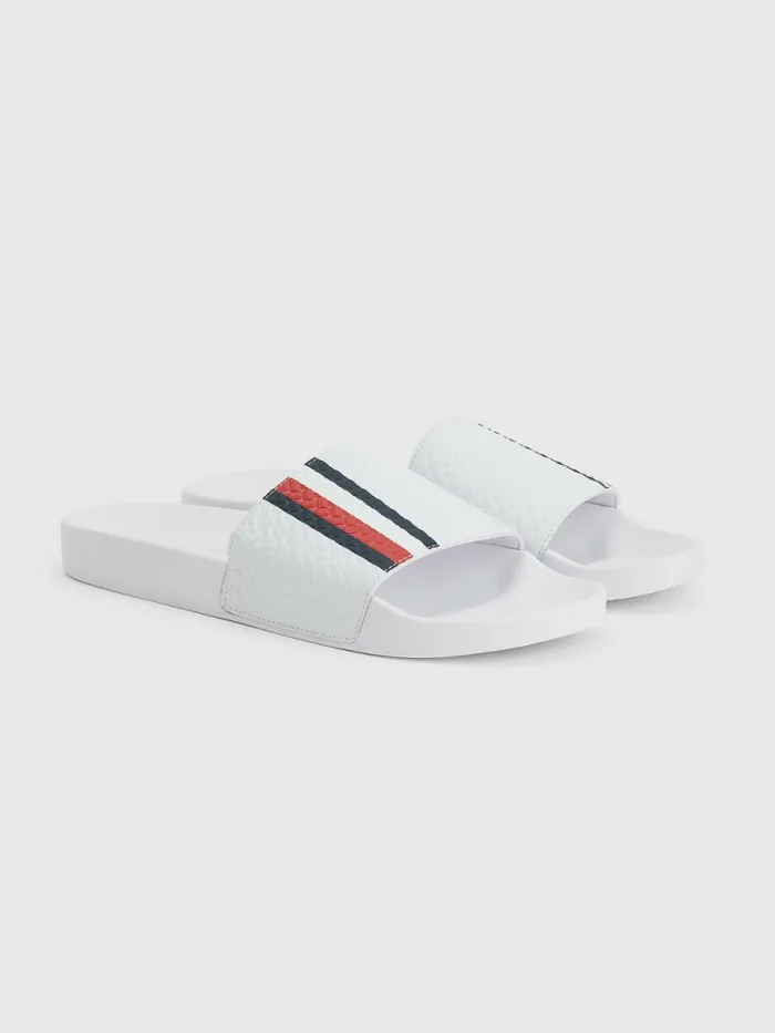 Tommy Hilfiger Signature Flag Pool Slides White Mens Sandals Sliders and Flip Flops Sale Tommy Hilfiger Signature Flag Pool Slides White Mens Sandals Sliders and Flip Flops Sale