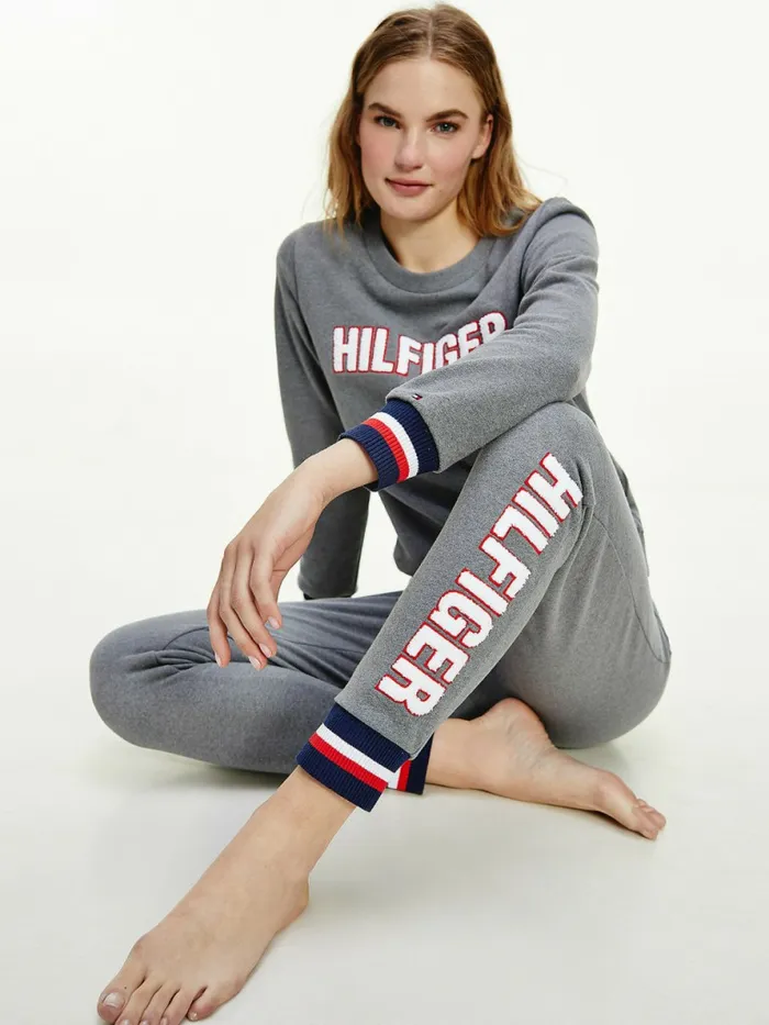 Tommy Hilfiger Signature Hem Joggers Zinc VigoreRecover Womens Trousers