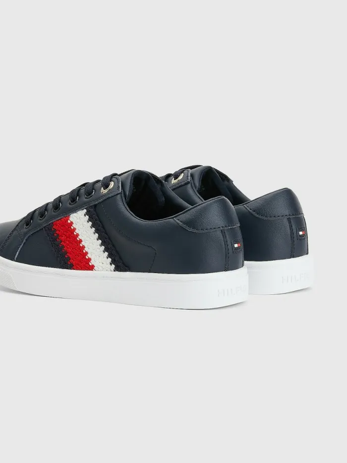Tommy Hilfiger Signature Leather Cupsole Trainers Desert Sky Womens Boots Online