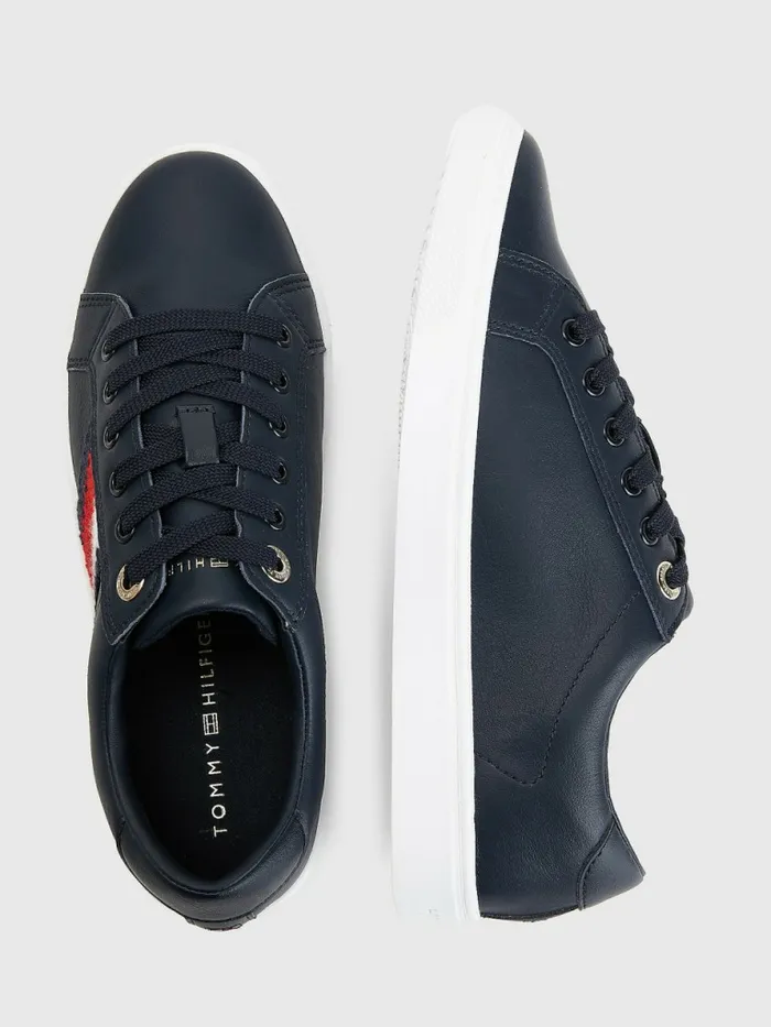 Tommy Hilfiger Signature Leather Cupsole Trainers Desert Sky Womens Boots Online