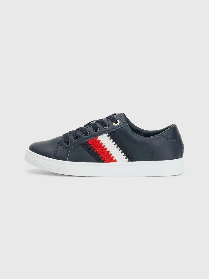 Tommy Hilfiger Signature Leather Cupsole Trainers Desert Sky Womens Boots Online