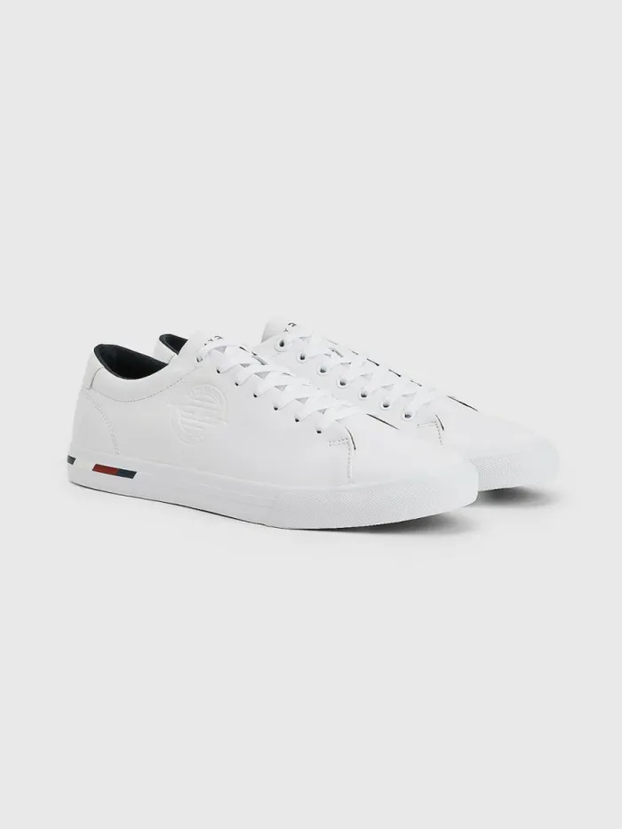 Tommy Hilfiger Signature Leather Logo Vulcanised Trainers White Mens Boots Online Tommy Hilfiger Signature Leather Logo Vulcanised Trainers White Mens Boots Online