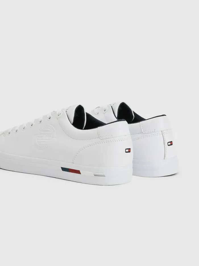 Tommy Hilfiger Signature Leather Logo Vulcanised Trainers White Mens Boots Online