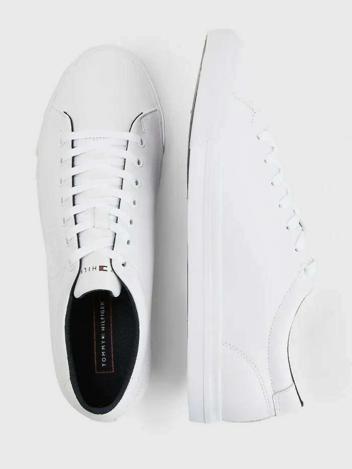 Tommy Hilfiger Signature Leather Logo Vulcanised Trainers White Mens Boots Online