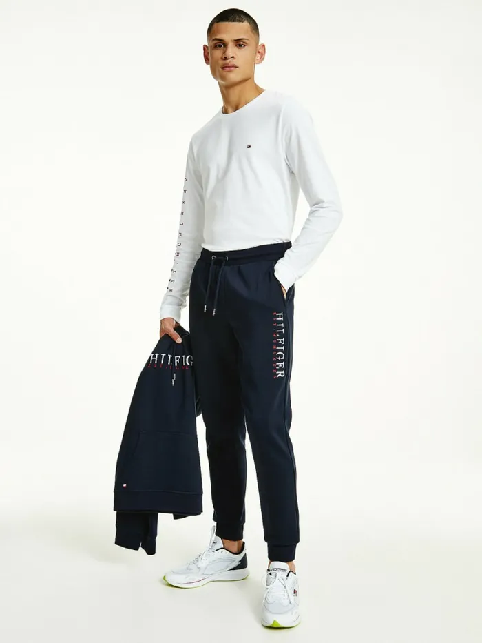 Tommy Hilfiger Signature Leg Logo Joggers Desert Sky Mens Tracksuits Fashion