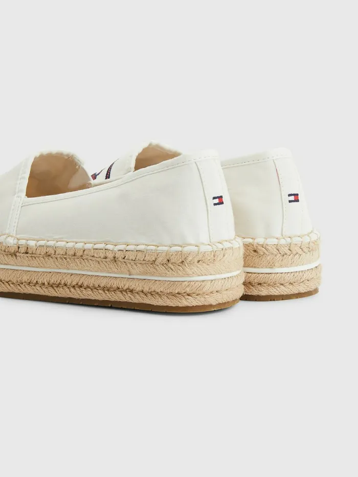 Tommy Hilfiger Signature Logo Espadrilles Ecru Womens Flat Shoes For Sale