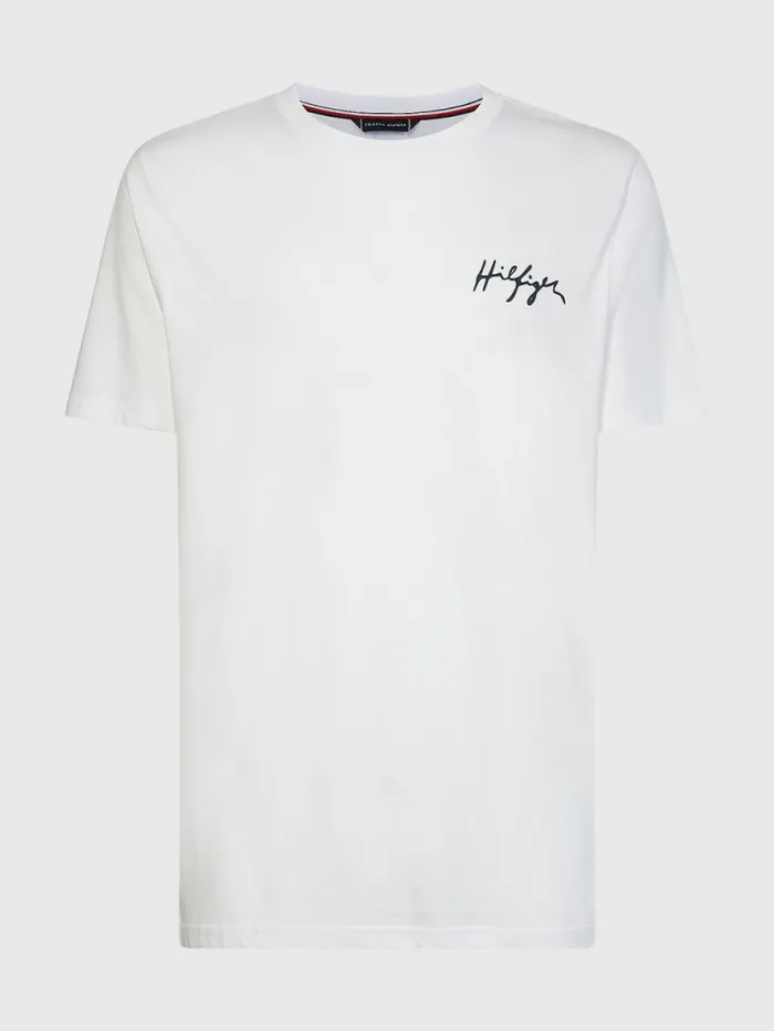 Tommy Hilfiger Signature Logo Organic Cotton TShirt White Mens Swimwear Online
