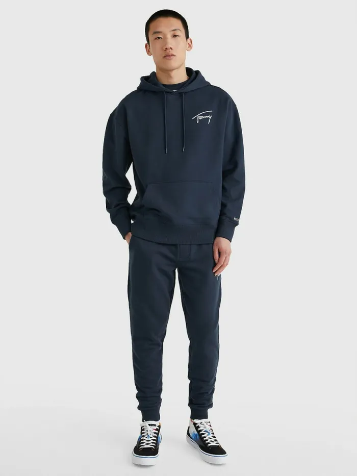 Tommy Hilfiger Signature Logo Relaxed Fit Hoody Twilight Navy Mens Tracksuits Cheap On Sale