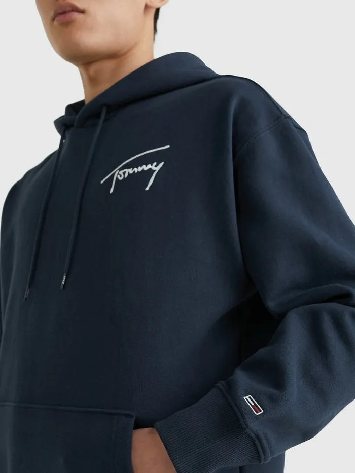 Tommy Hilfiger Signature Logo Relaxed Fit Hoody Twilight Navy Mens Tracksuits Cheap On Sale