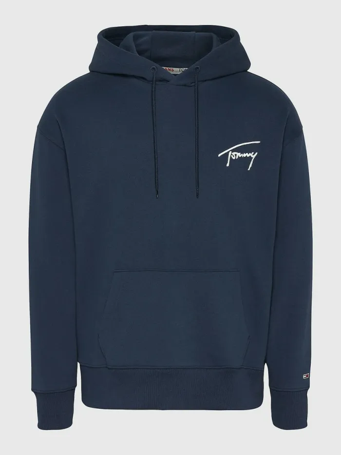 Tommy Hilfiger Signature Logo Relaxed Fit Hoody Twilight Navy Mens Tracksuits Cheap On Sale